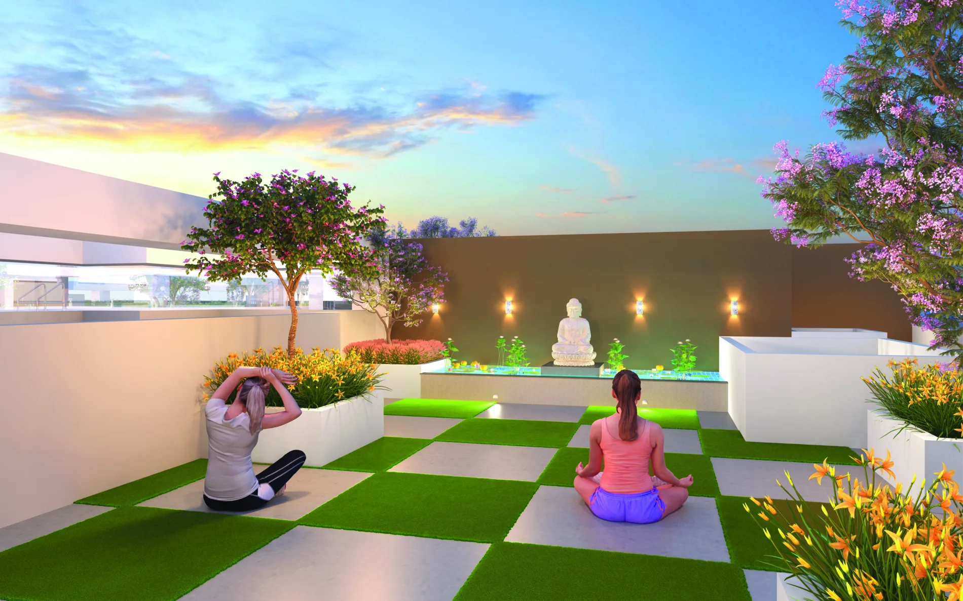 Illustration of the yoga and meditation area